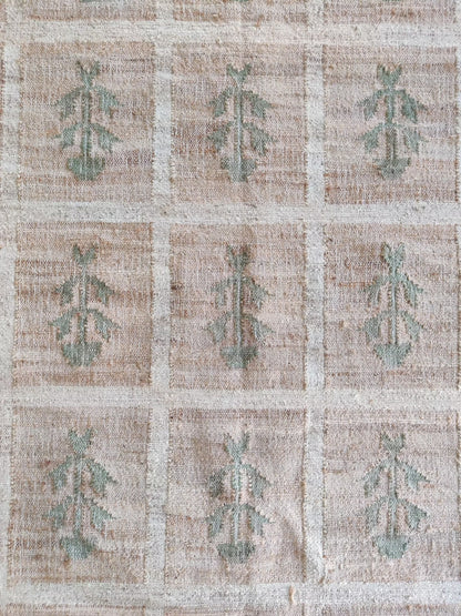 Hand-Woven Botanical Lattice Earth Tone Cotton Jute Rug
