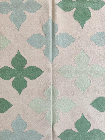 Muted Pink and Mint Green Flat Weave Rug Aesthetic Grandmillennial Home Decor Rug