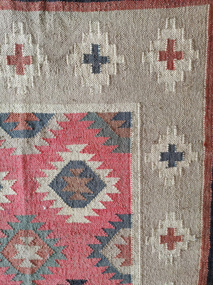 Southwestern Tribal Medallion Pattern Wool Jute Rug