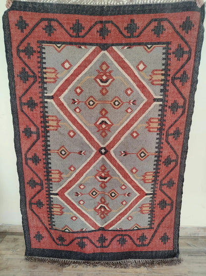 Rectangle Shape Vintage Dhurrie Oriental Kilim Rug