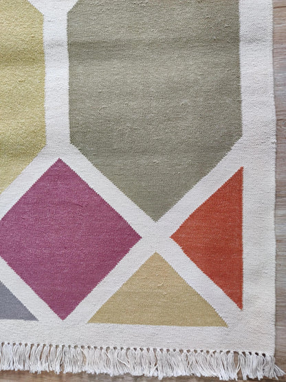Modern Harlequin Geometric Dhurrie rug