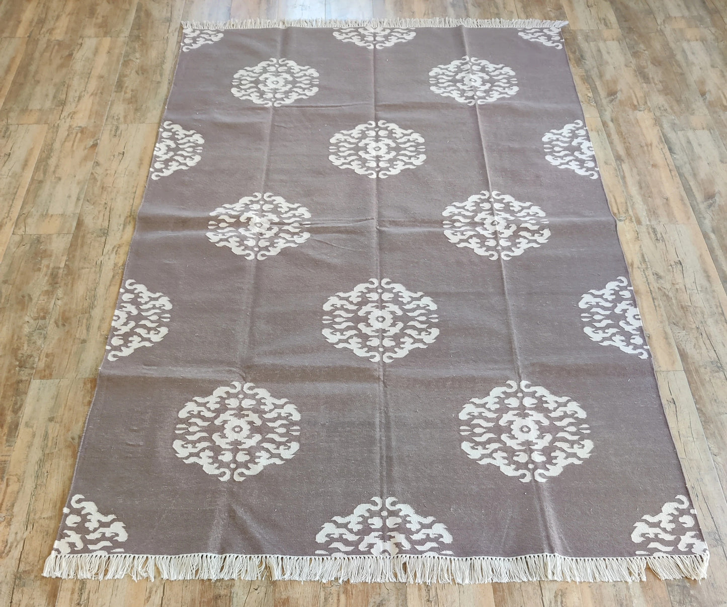 Ornate Floral Medallion Cotton Rug