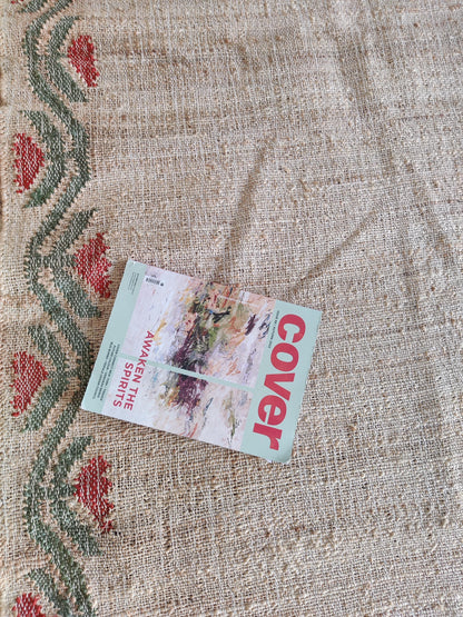 Rose Floral Border Cotton Jute Rug