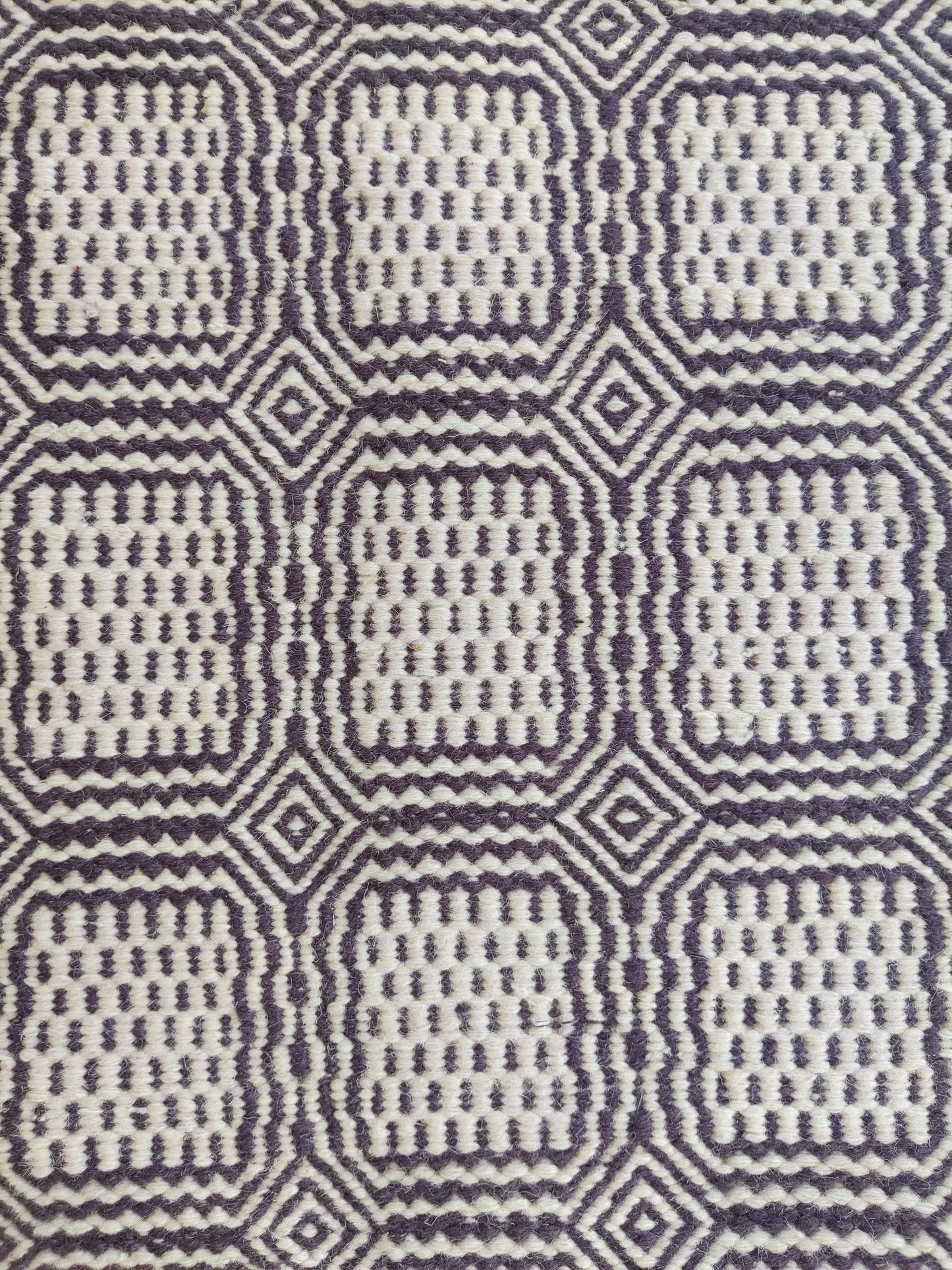 Hand-Woven Charcoal & Ivory Box-Tile Wool Rug