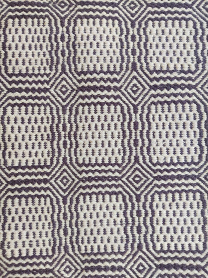 Hand-Woven Charcoal & Ivory Box-Tile Wool Rug