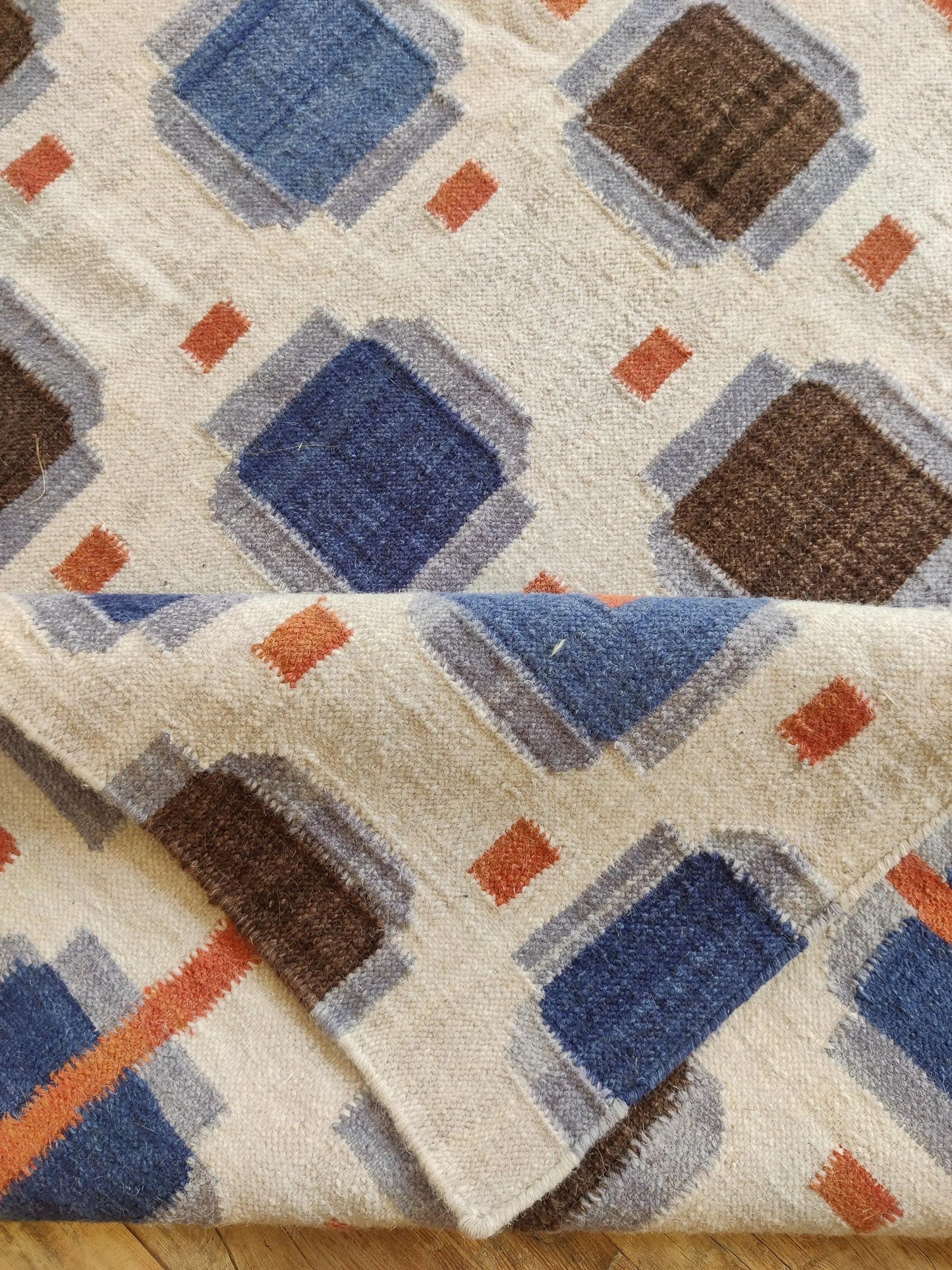 Multicolored Swedish Flatweave Wool Rug