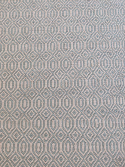 Hand-Woven Light Blue Diamond Trellis Wool Rug