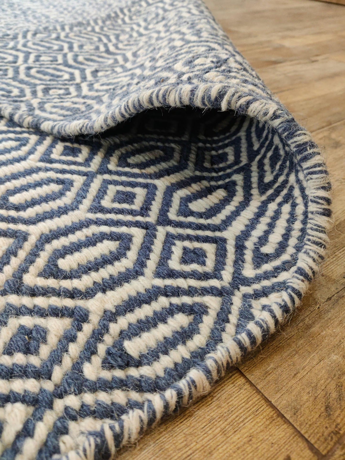 Indigo Lattice Oasis Artisan Woven Area Rug Carpet