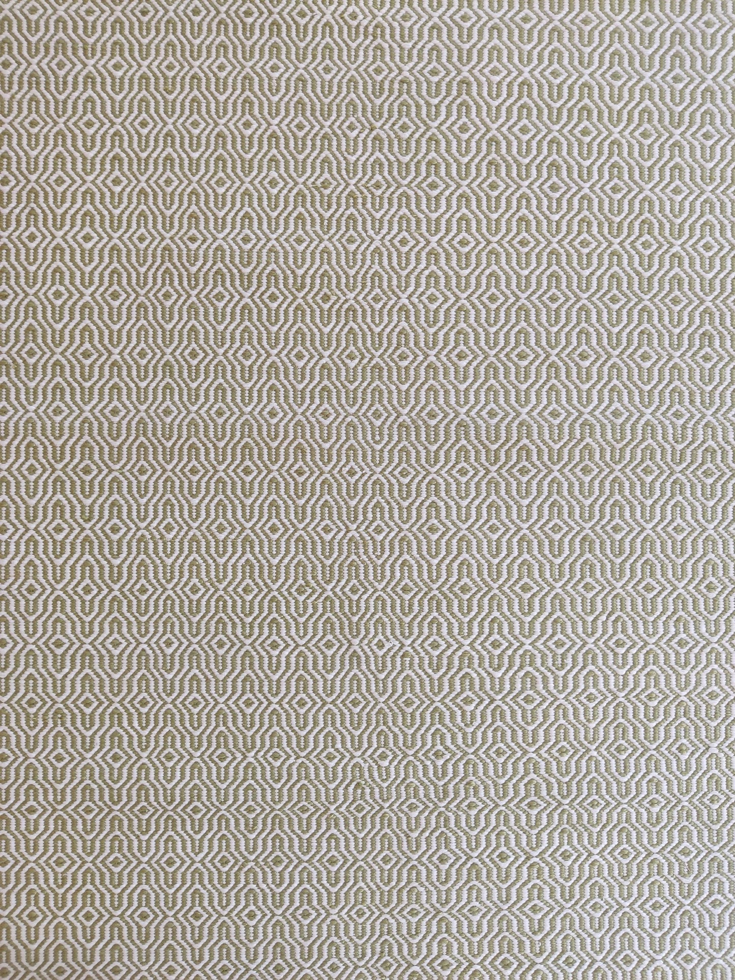 Olive Green Wool Rug Intricate Lattice Diamond Pattern