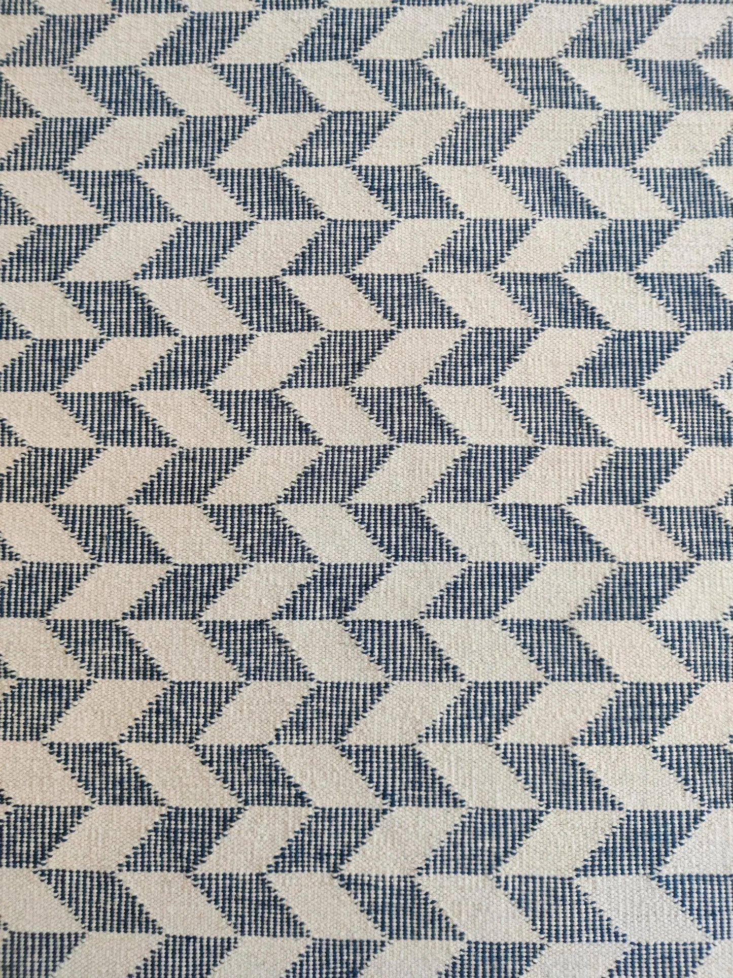 Modern Blue Herringbone Wool Rug