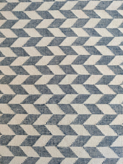 Modern Blue Herringbone Wool Rug