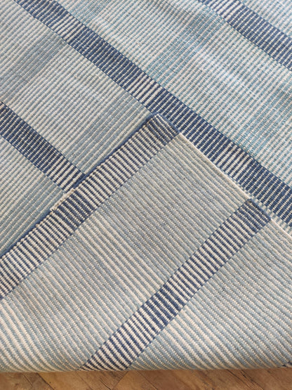 Traditional Indigo Striped Hand-Loomed Area Rug