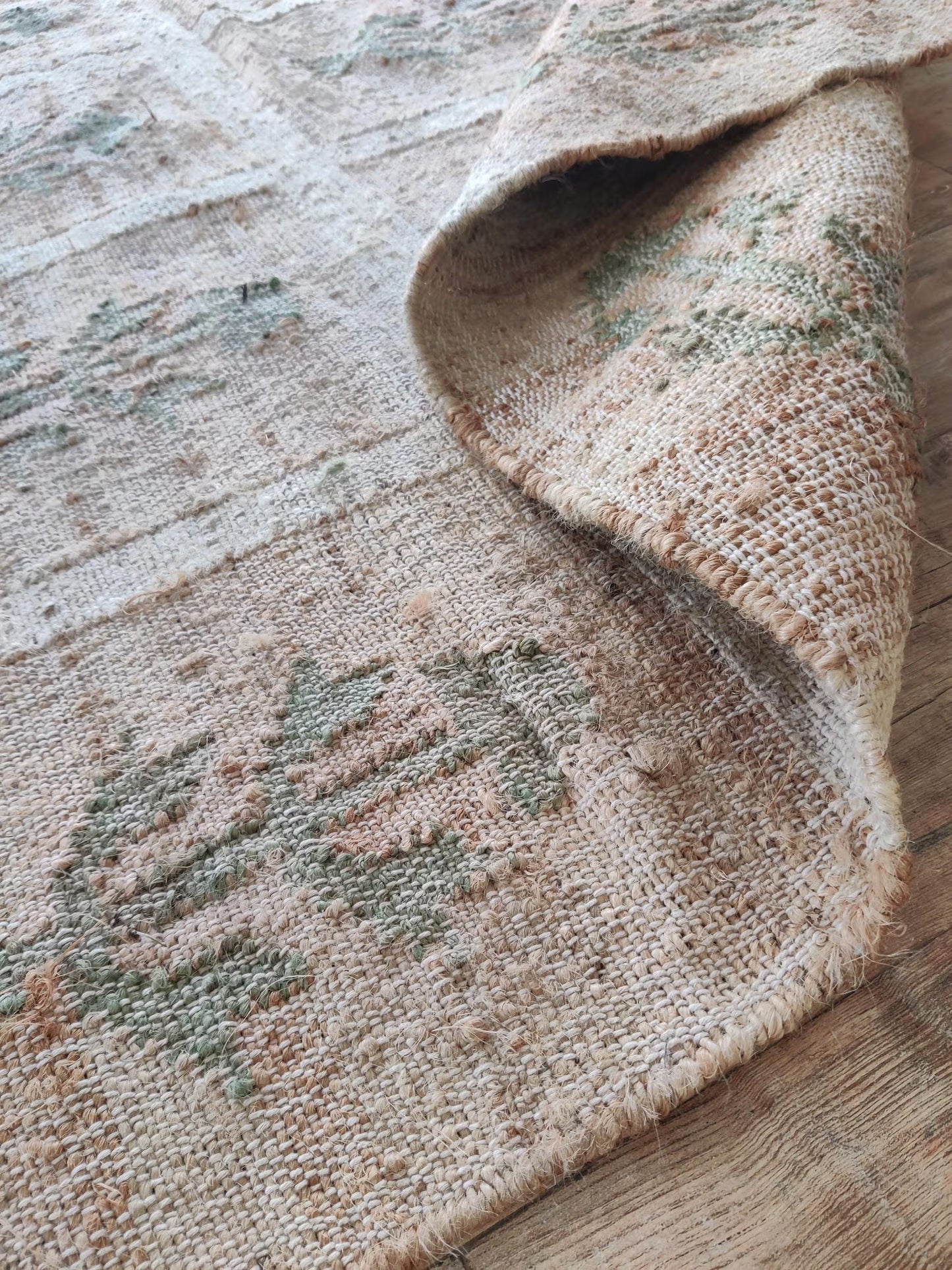 Hand-Woven Botanical Lattice Earth Tone Cotton Jute Rug
