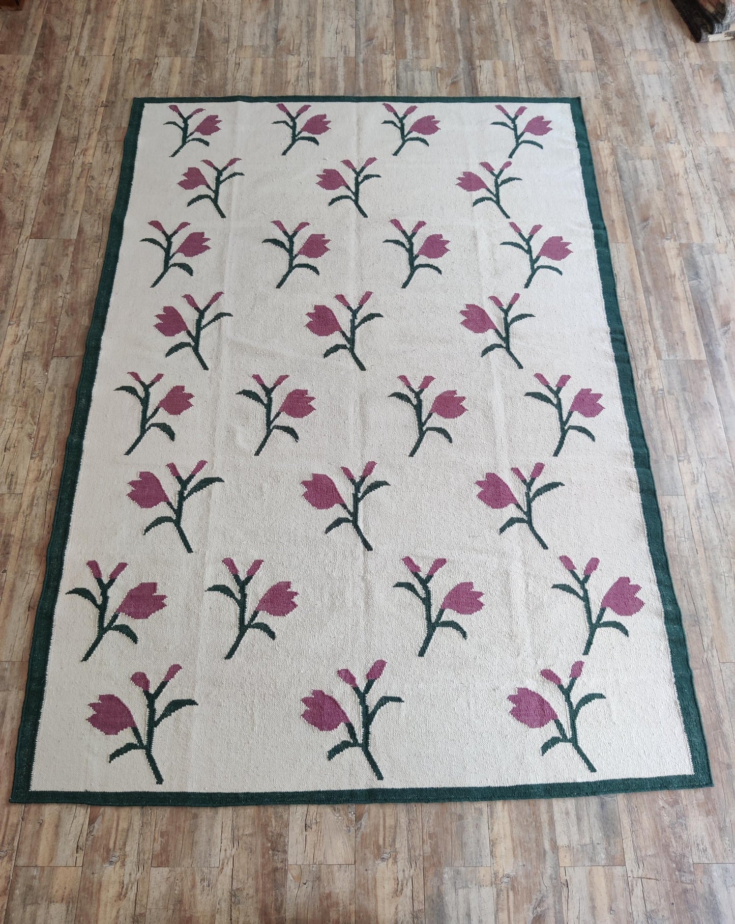 Bohemian Cottagecore Décor Tulip Pattern Carpet