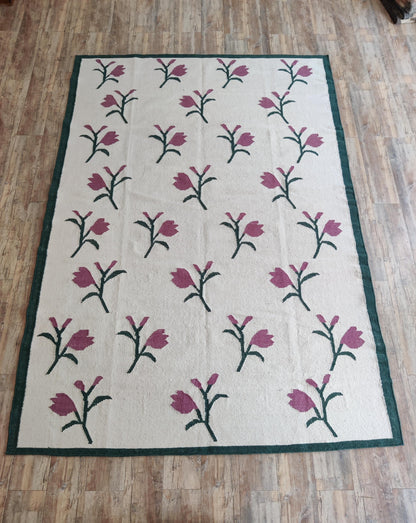 Bohemian Cottagecore Décor Tulip Pattern Carpet