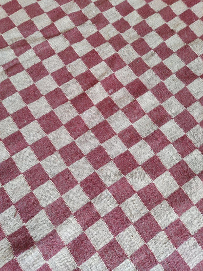 Crimson Checkered Trendy Red Grid Rug for Living Room & Bedroom