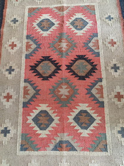 Southwestern Tribal Medallion Pattern Wool Jute Rug