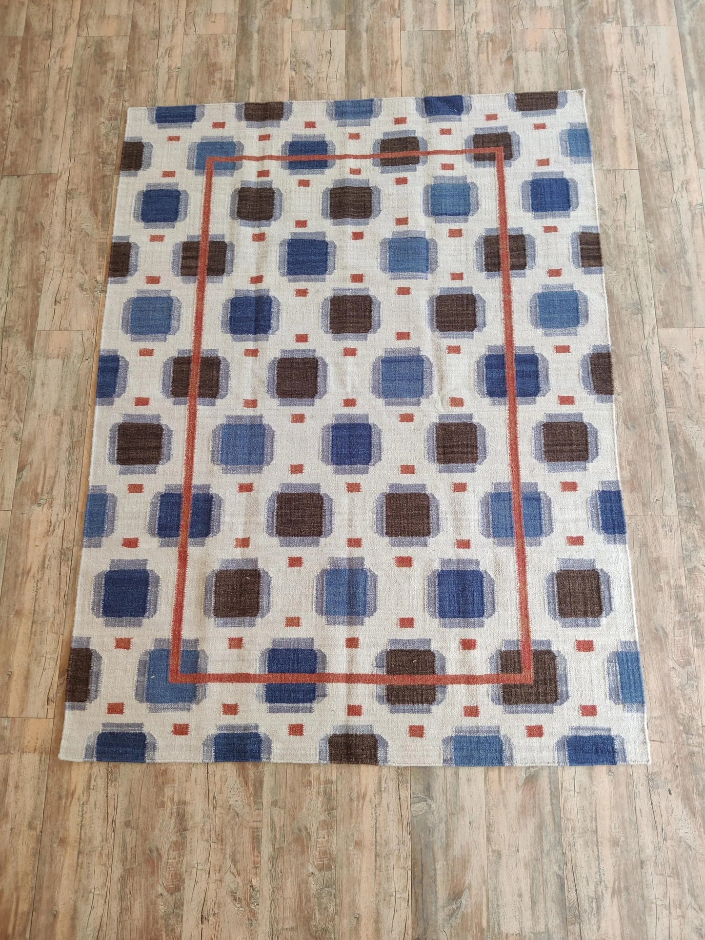 Multicolored Swedish Flatweave Wool Rug
