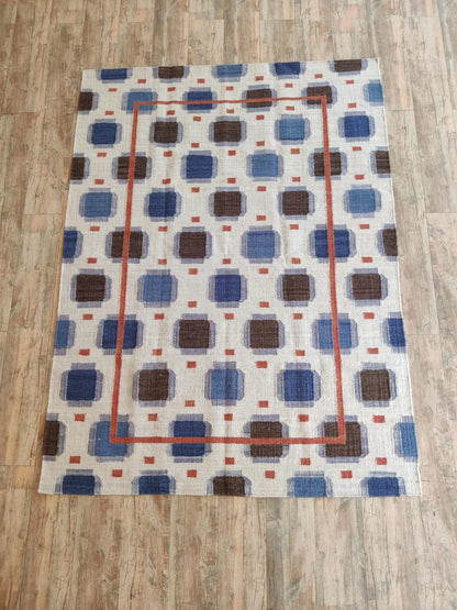 Multicolored Swedish Flatweave Wool Rug