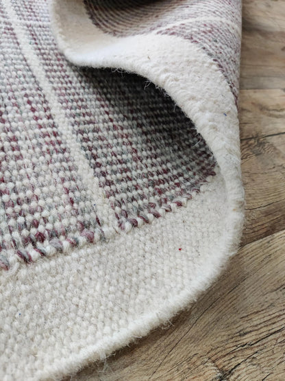 Large Grid Pattern Dhurrie | Subtle Dusty Pink & Ivory Artisan Rug