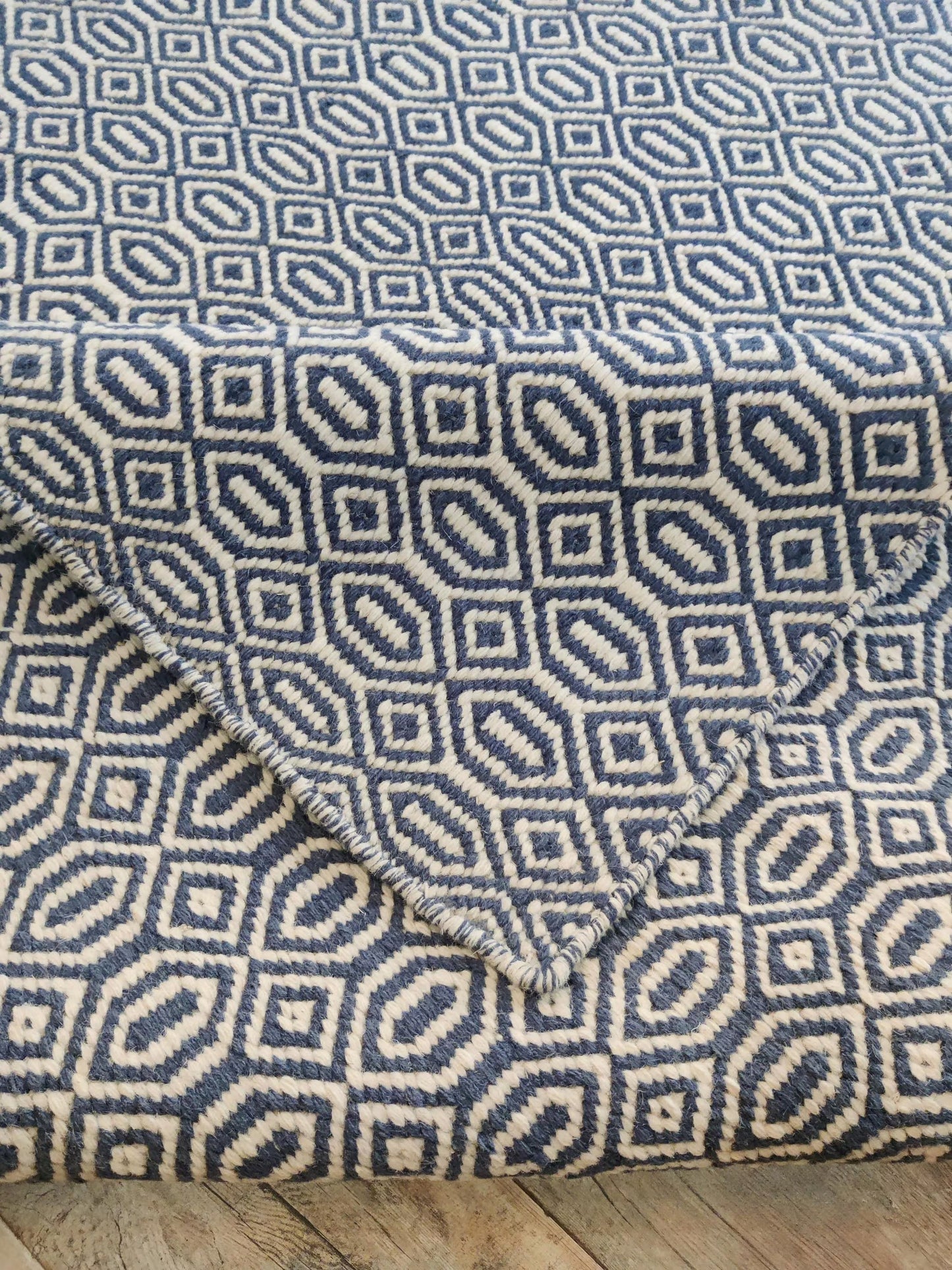 Indigo Lattice Oasis Artisan Woven Area Rug Carpet