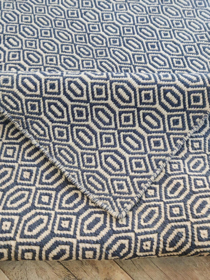 Indigo Lattice Oasis Artisan Woven Area Rug Carpet