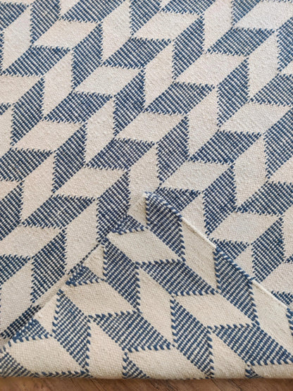 Modern Blue Herringbone Wool Rug