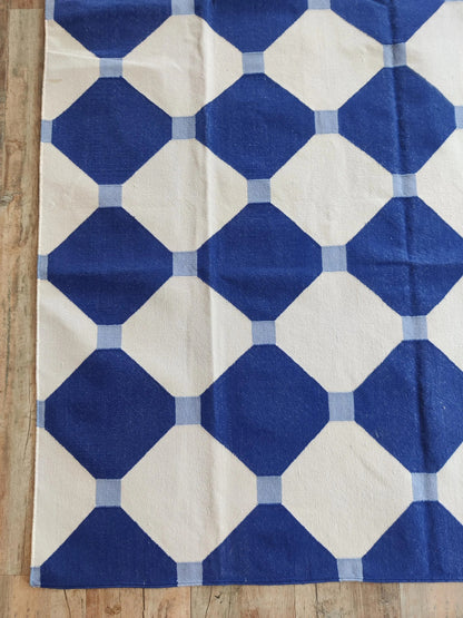 geometric octagon and diamond pattern Cotton Dhurrie Rug