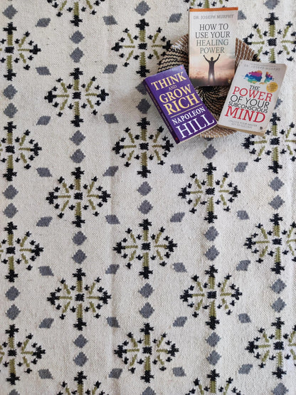 Floral Flatweave Kilim Rug Reversible Bohemian Cottagecore Floor Decor