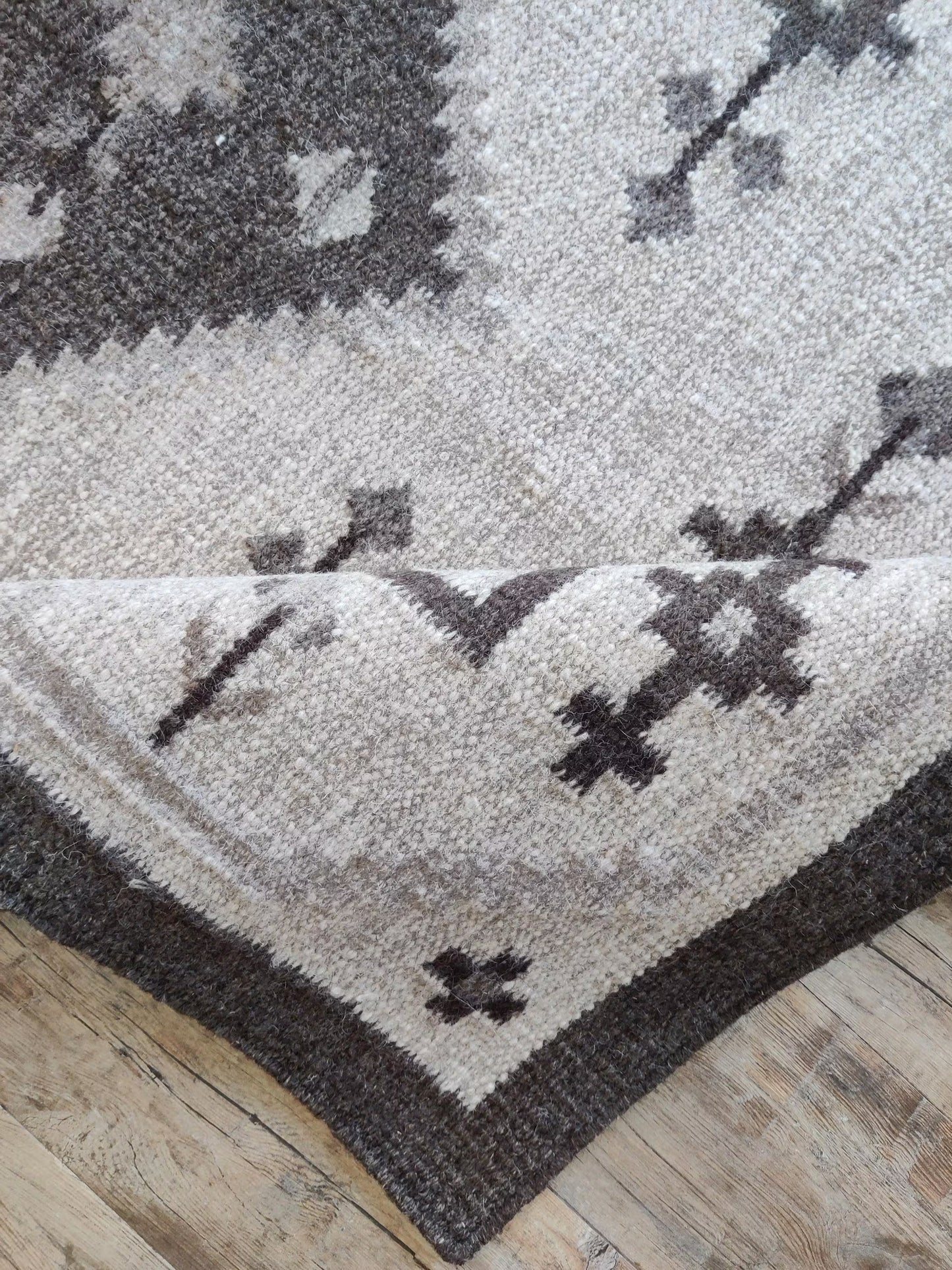 Espresso Diamond Heritage Handwoven Native Southwestern Kilim, Custom Size