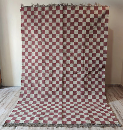 Crimson Checkered Trendy Red Grid Rug for Living Room & Bedroom