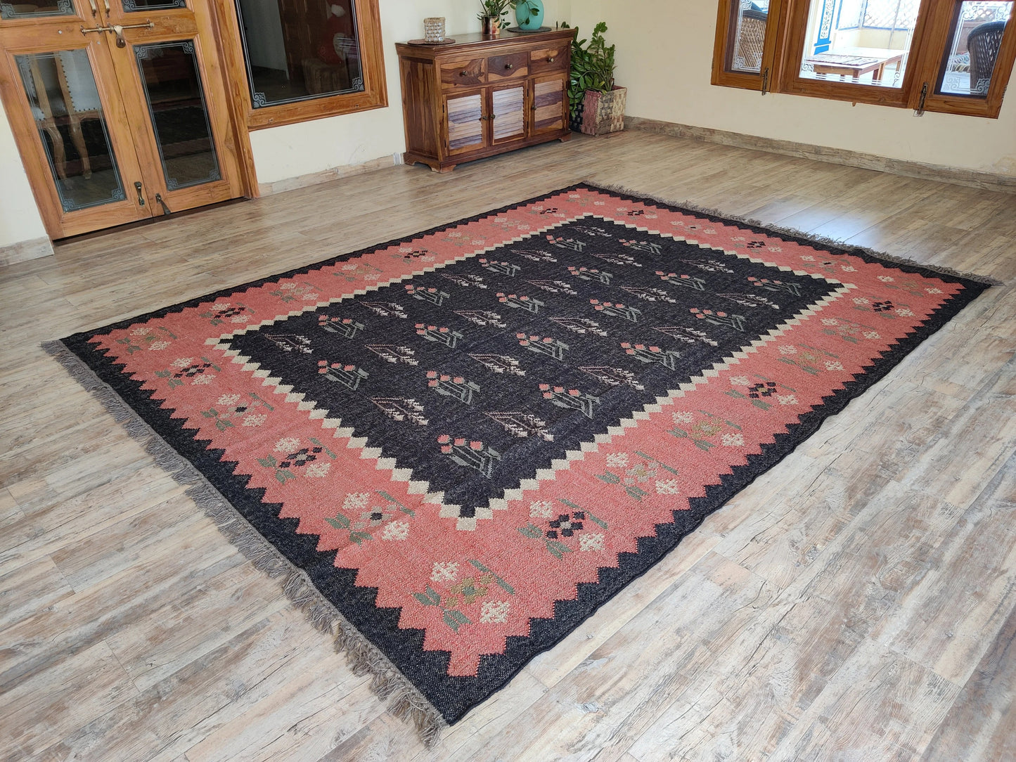 Desert Bloom Heritage Durable Rustic Floor Decor rug