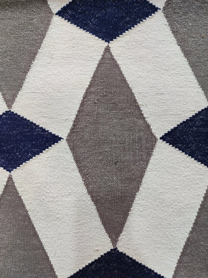 Handmade Harlequin Diamond Cotton flat weave Rug