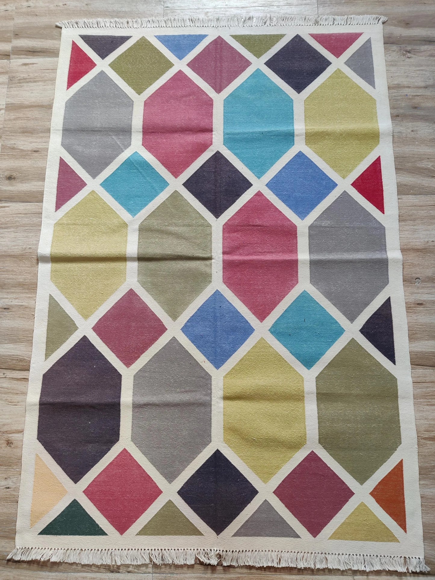 Modern Harlequin Geometric Dhurrie rug