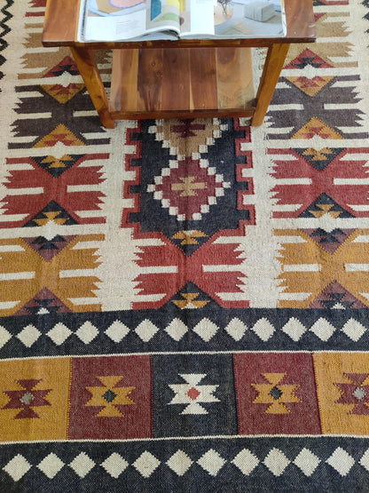 Nomad Heritage Crest Tribal Wool Jute Kilim Rug