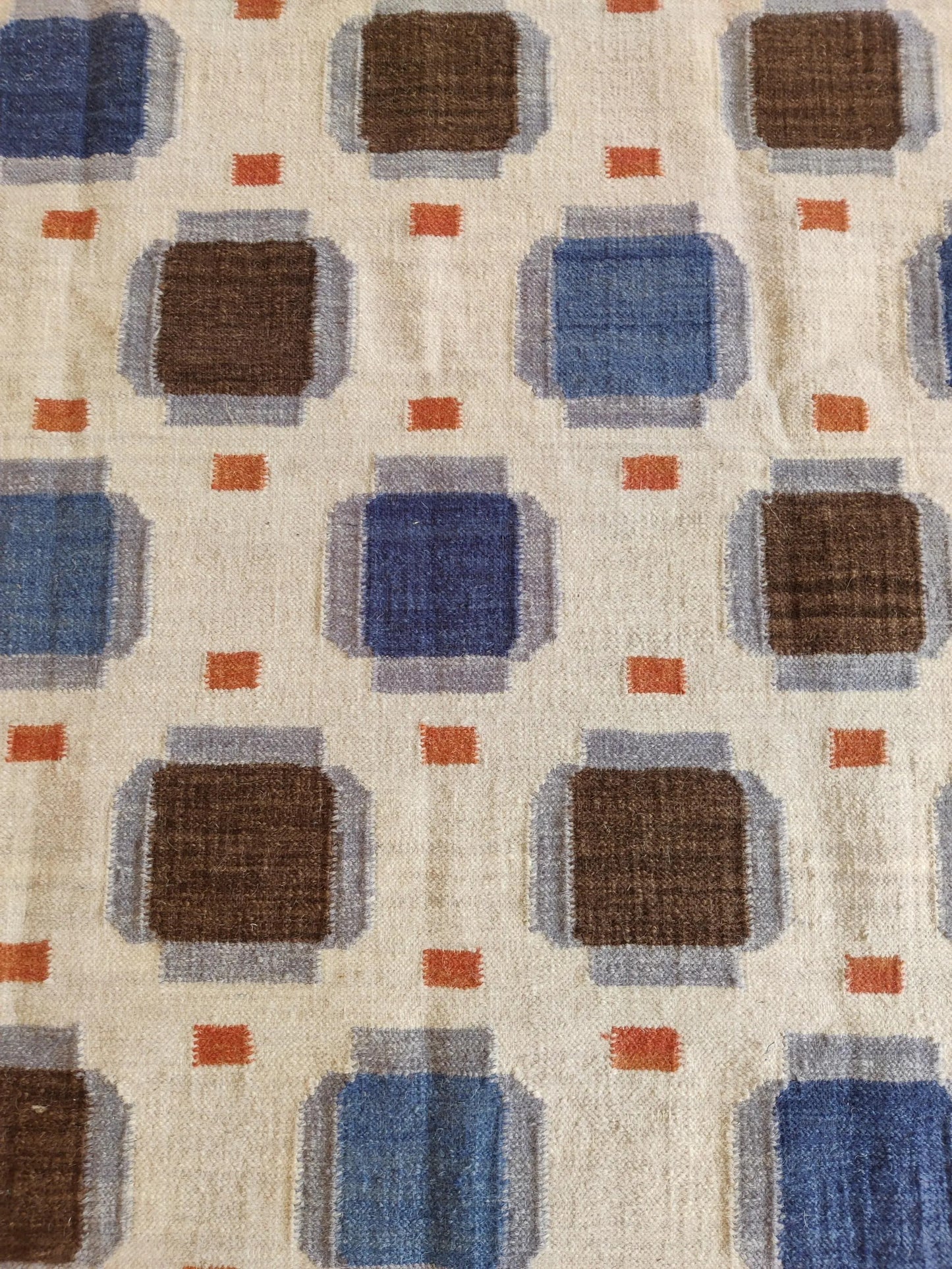 Multicolored Swedish Flatweave Wool Rug