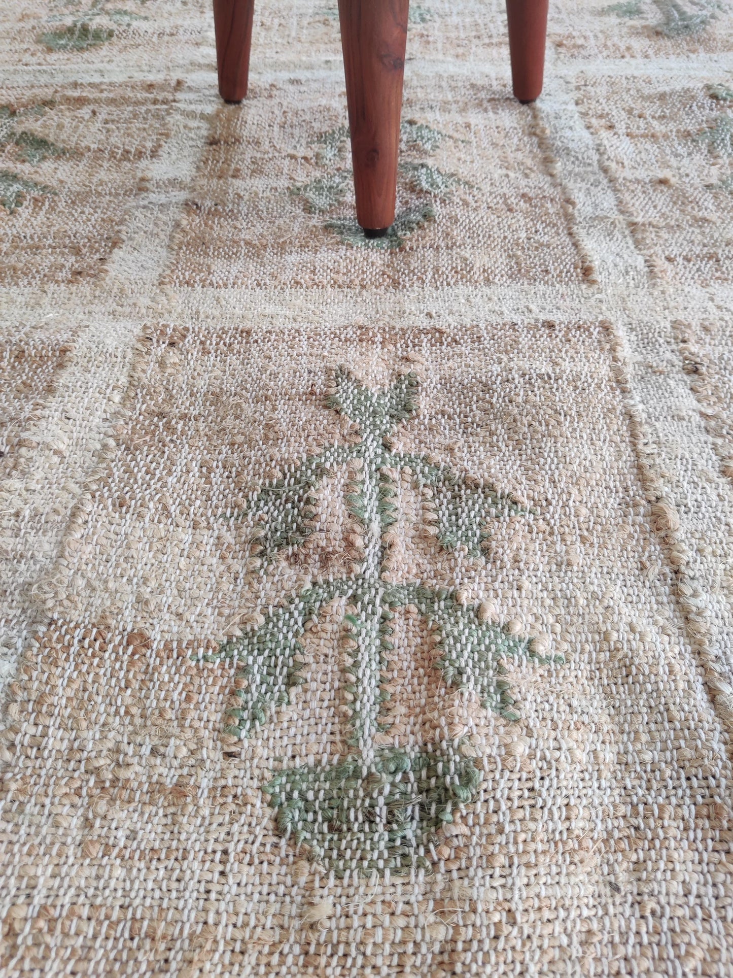Hand-Woven Botanical Lattice Earth Tone Cotton Jute Rug