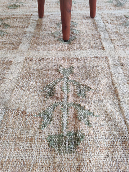 Hand-Woven Botanical Lattice Earth Tone Cotton Jute Rug
