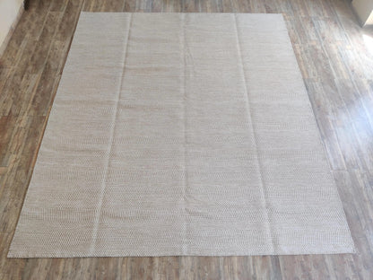 Neutral Beige Chevron Pattern Wool Carpet