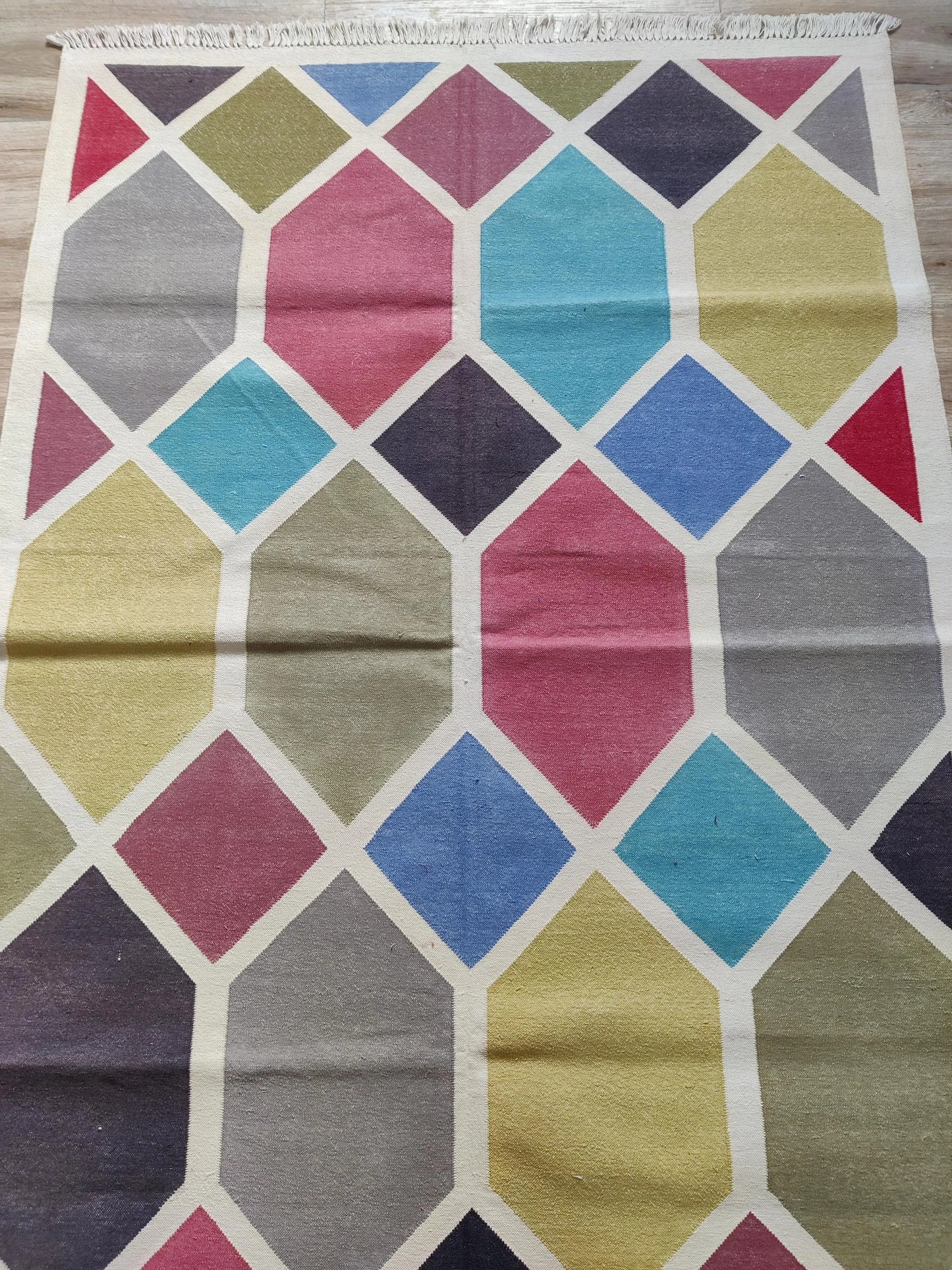 Modern Harlequin Geometric Dhurrie rug