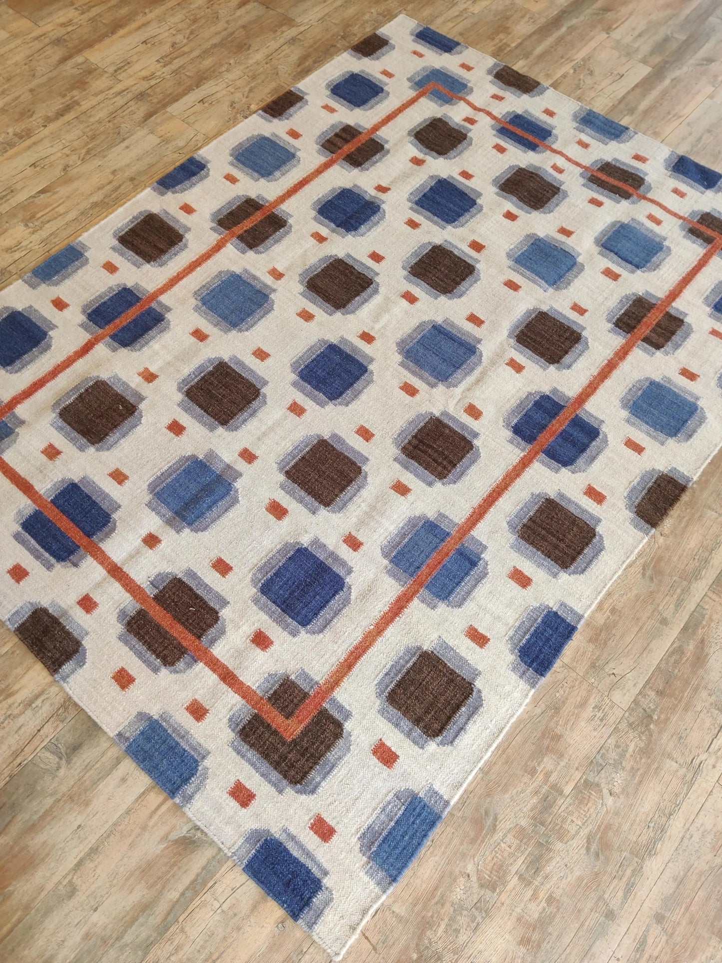 Multicolored Swedish Flatweave Wool Rug