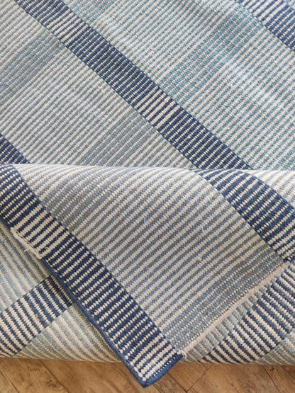 Traditional Indigo Striped Hand-Loomed Area Rug