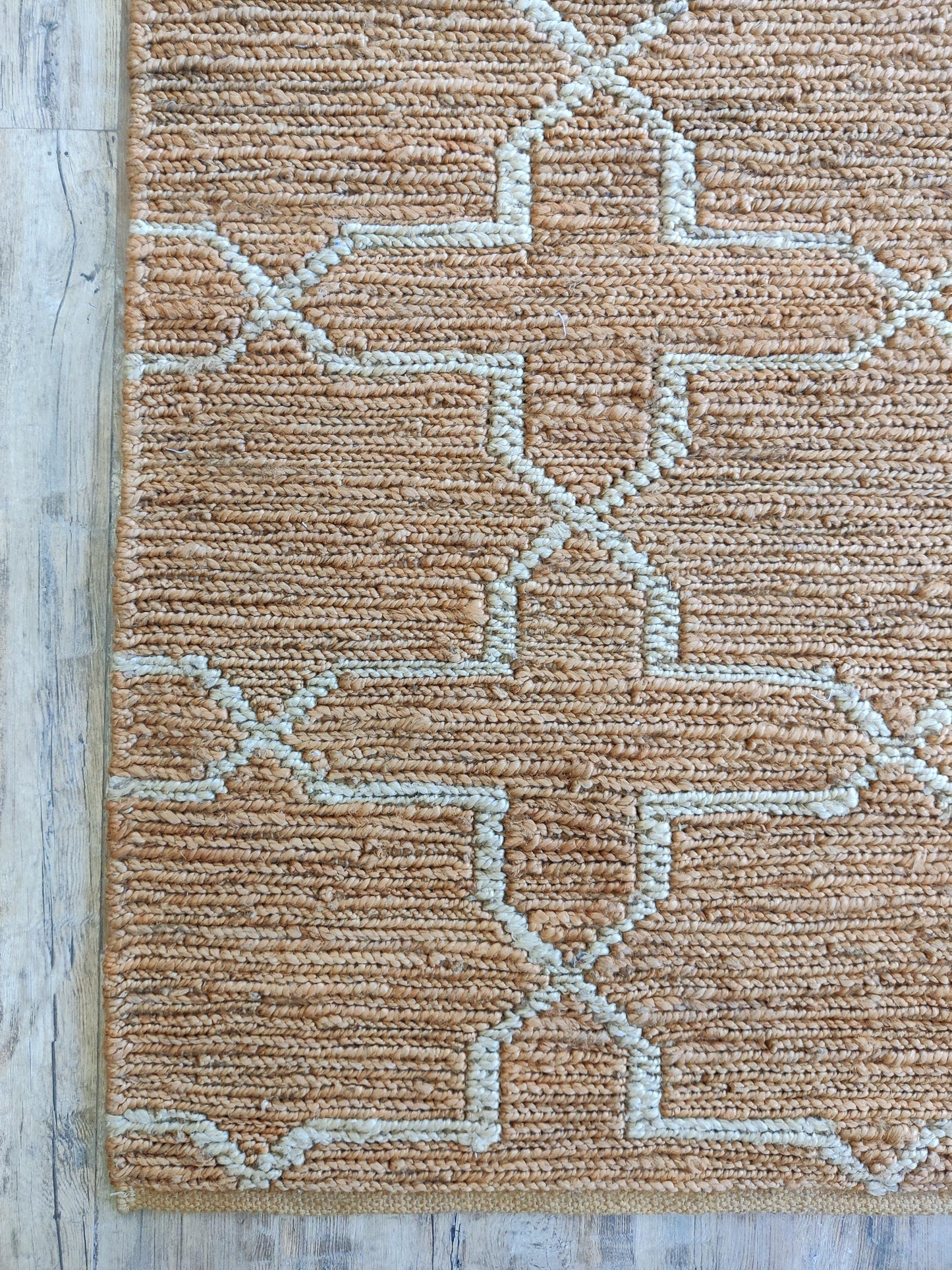 Handwoven Clay Star Lattice Soumak Rug