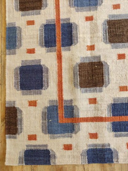 Multicolored Swedish Flatweave Wool Rug
