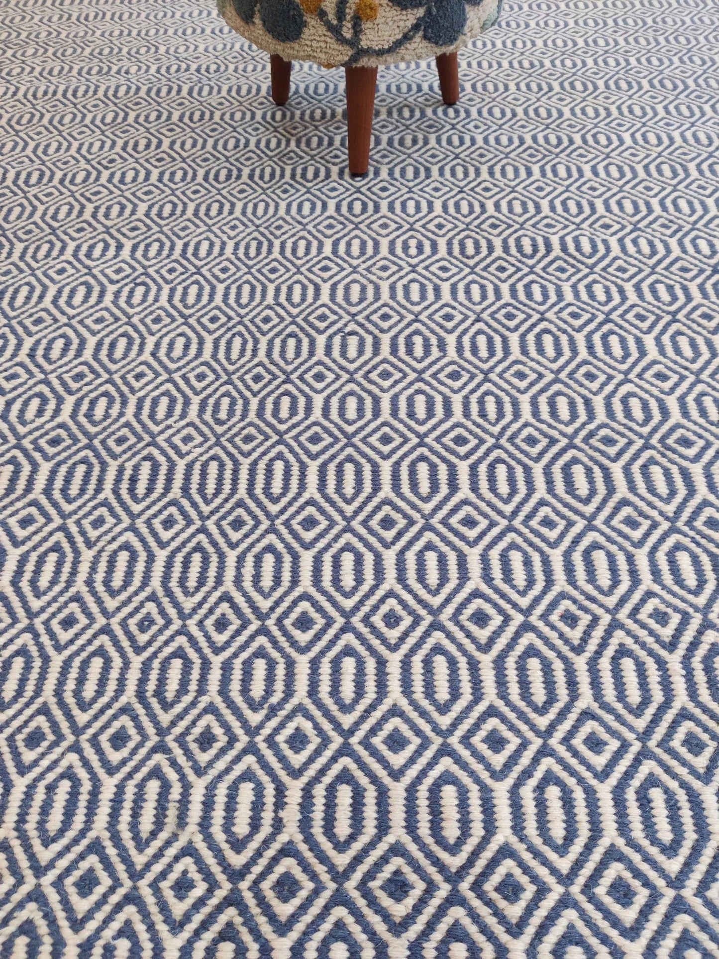Indigo Lattice Oasis Artisan Woven Area Rug Carpet