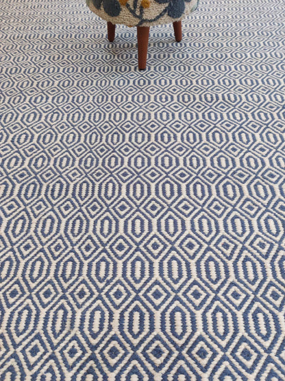 Indigo Lattice Oasis Artisan Woven Area Rug Carpet