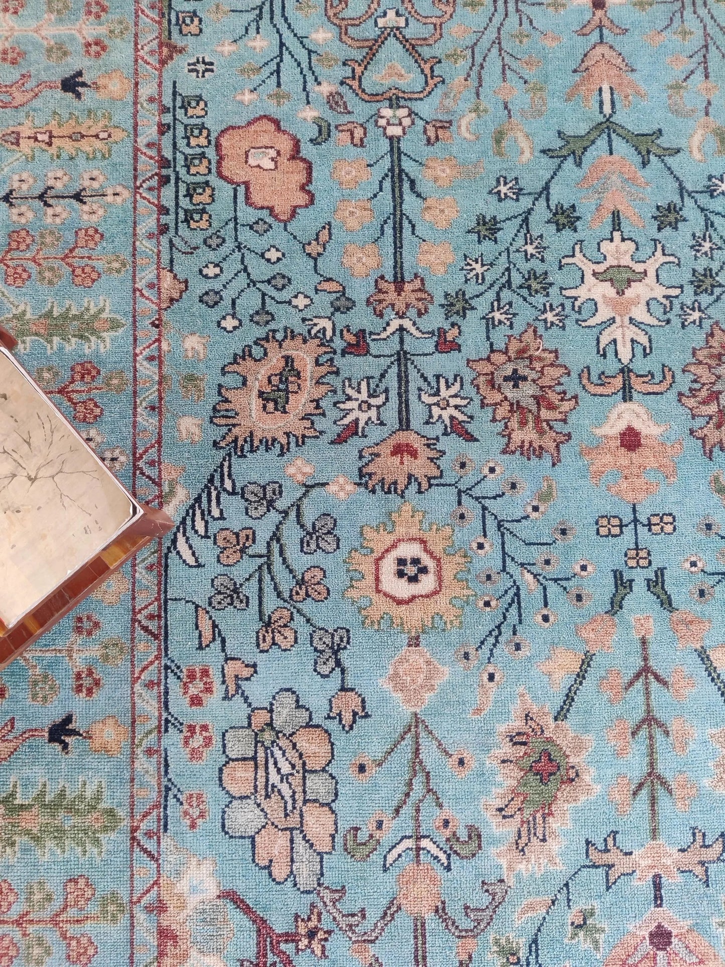 Turquoise Oasis Traditional Ziegler Mahal Floral Carpet