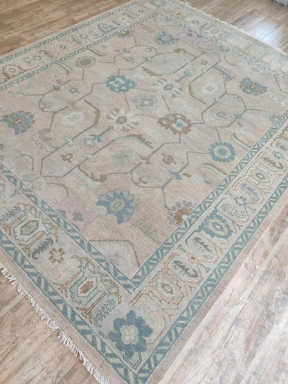 Pastel Heritage Hand-Knotted Oushak Carpet