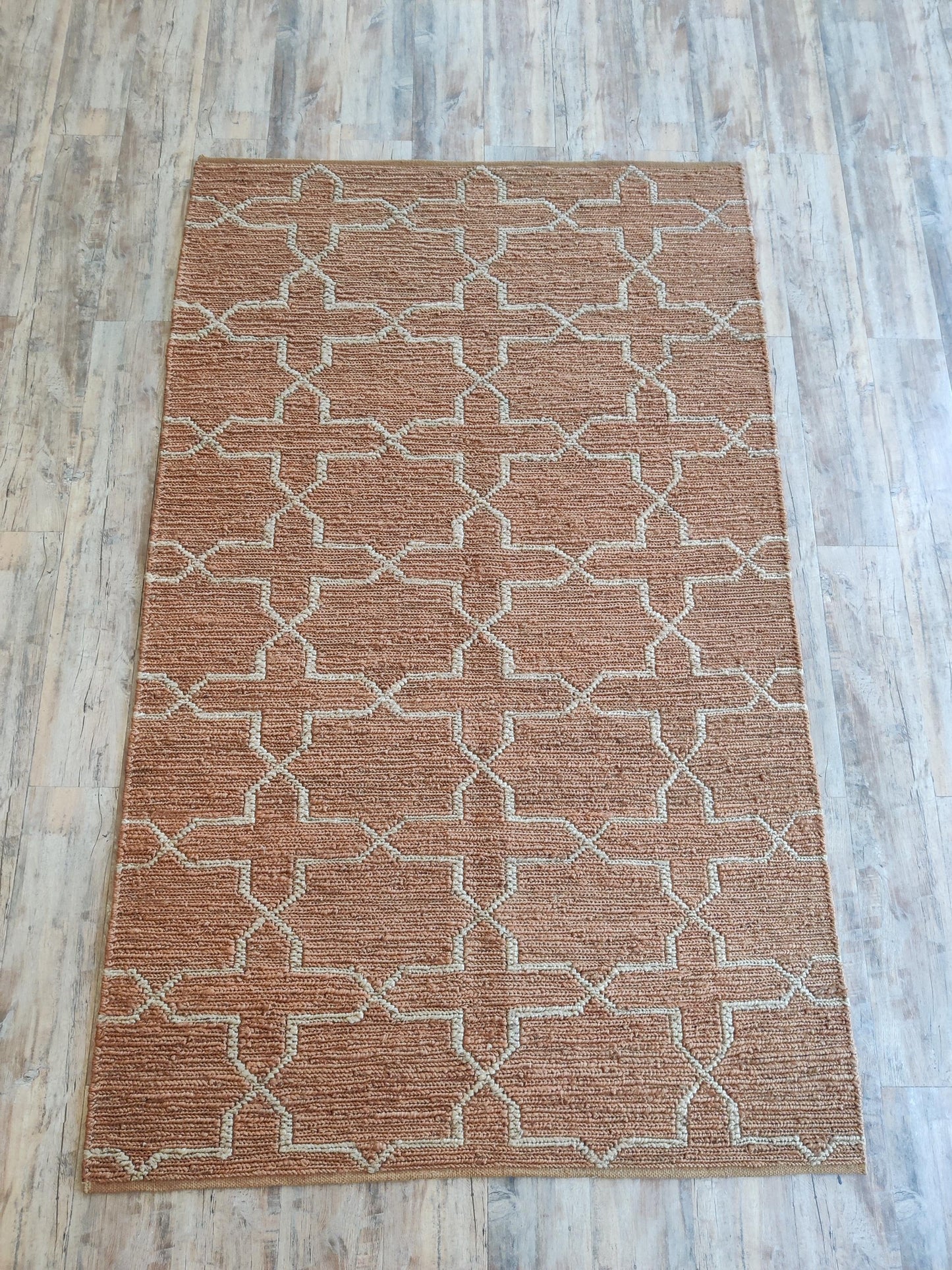 Handwoven Clay Star Lattice Soumak Rug