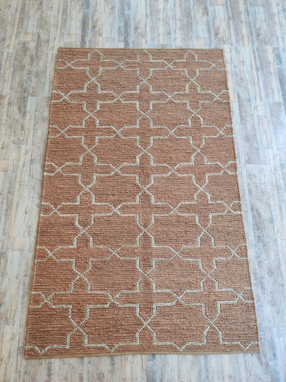 Handwoven Clay Star Lattice Soumak Rug